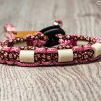 paracord tekenband roze-bruin diamant