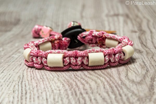 paracord tekenband roze-wit diamant